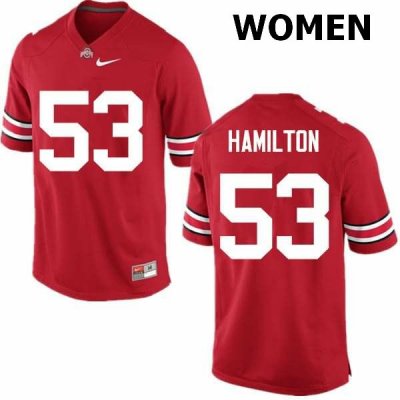 Women's Ohio State Buckeyes #53 Davon Hamilton Red Nike NCAA College Football Jersey Holiday RPK7344RE